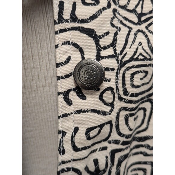 JM Collection Ivory Black Aztec Geometric Canvas Jacket sz XL Block Print - Picture 11 of 13